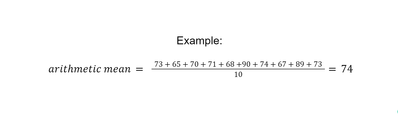 Example arithmetic mean
