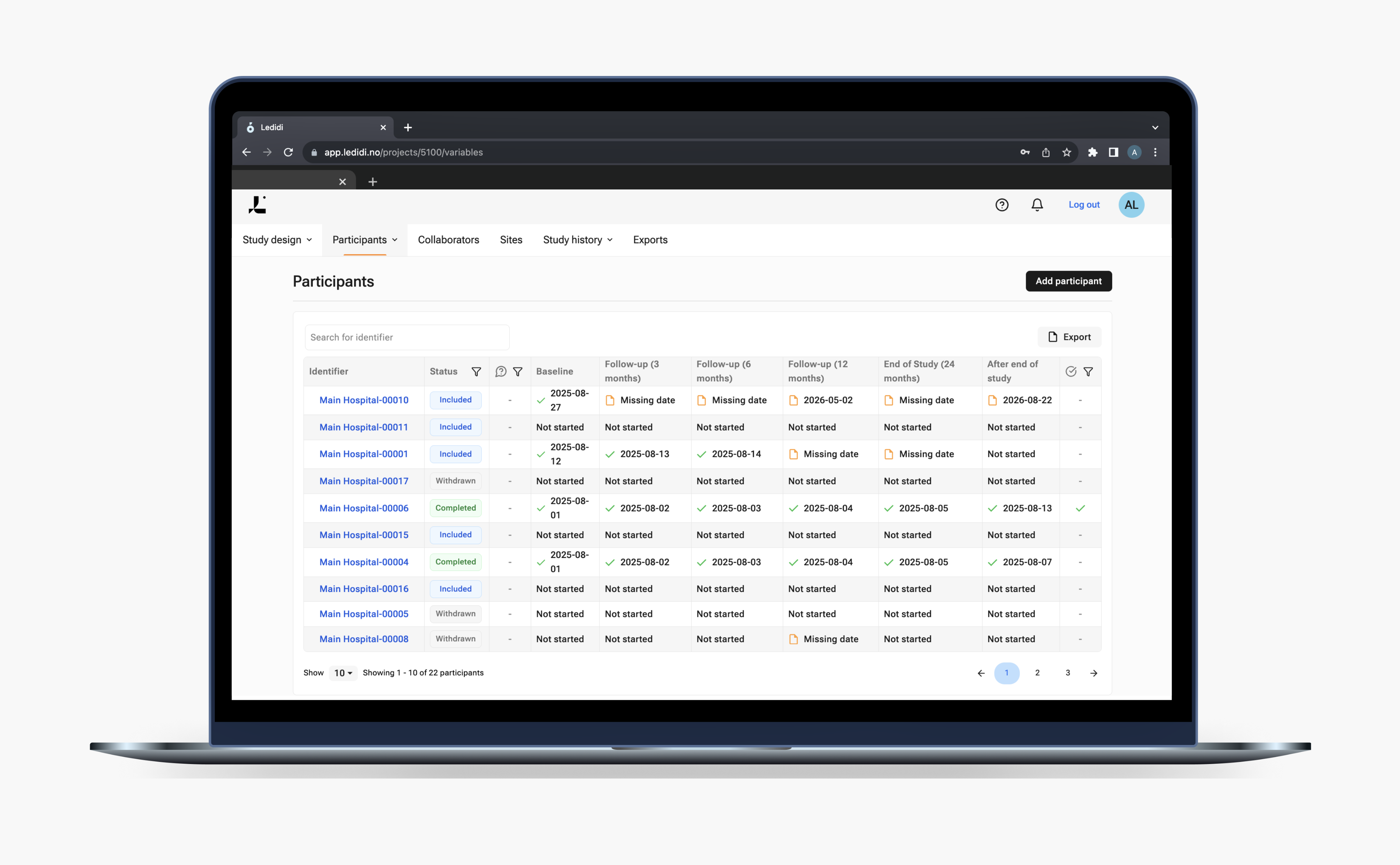 Clinical trials patient data entry